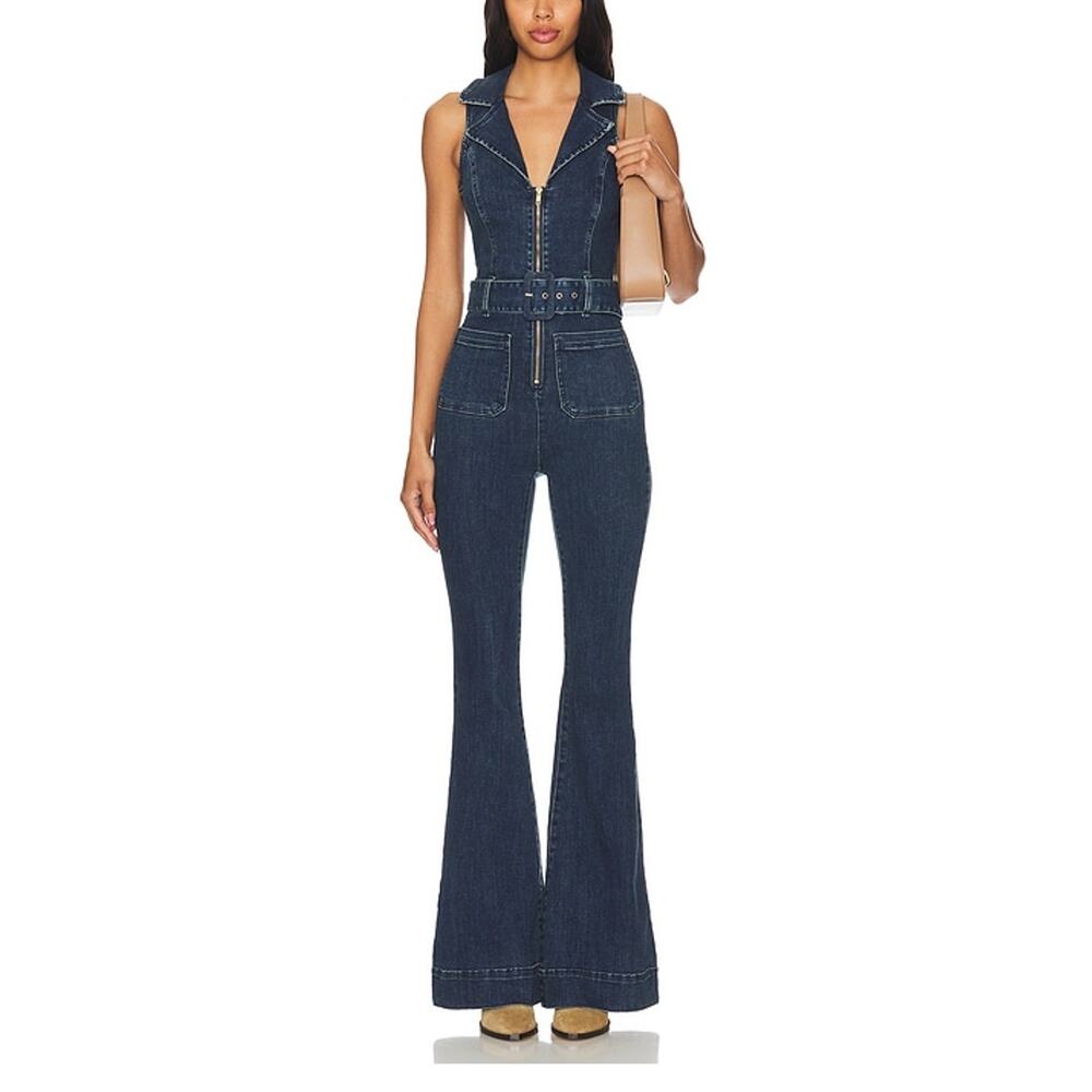 Show Me Your Mumu Belted Blue Jacksonville Jumpsuit Size S